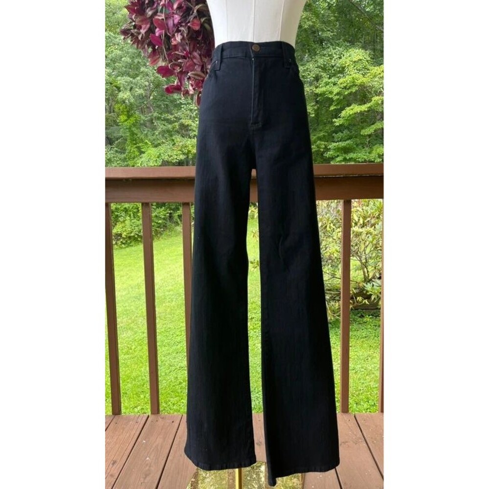 NYDJ TummyTuck Black High Rise Wide Leg Jeans Size 10 32” Inseam